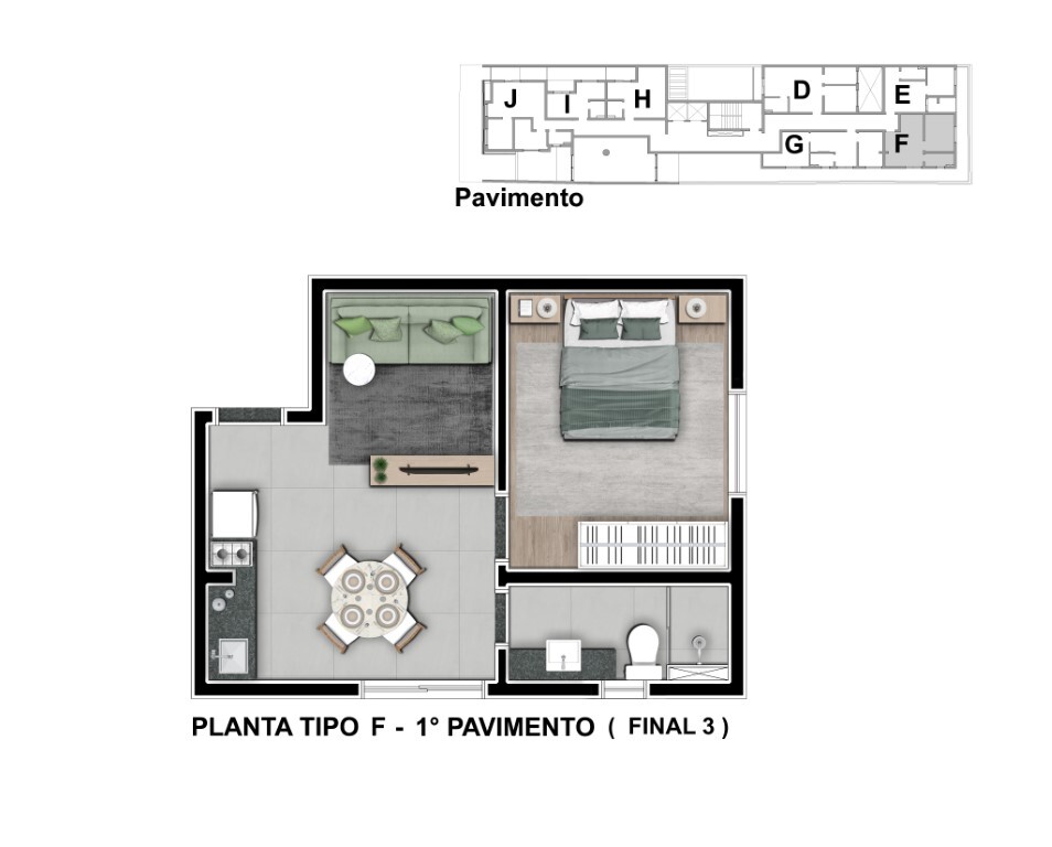 Planta 06 - tipo f - 1 dorm 34m - final 03 - 1 pavimento