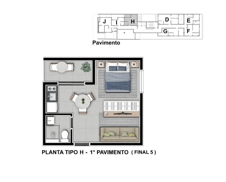 Planta 08 - tipo h - 31m - final 05 - 1 pavimento - studios