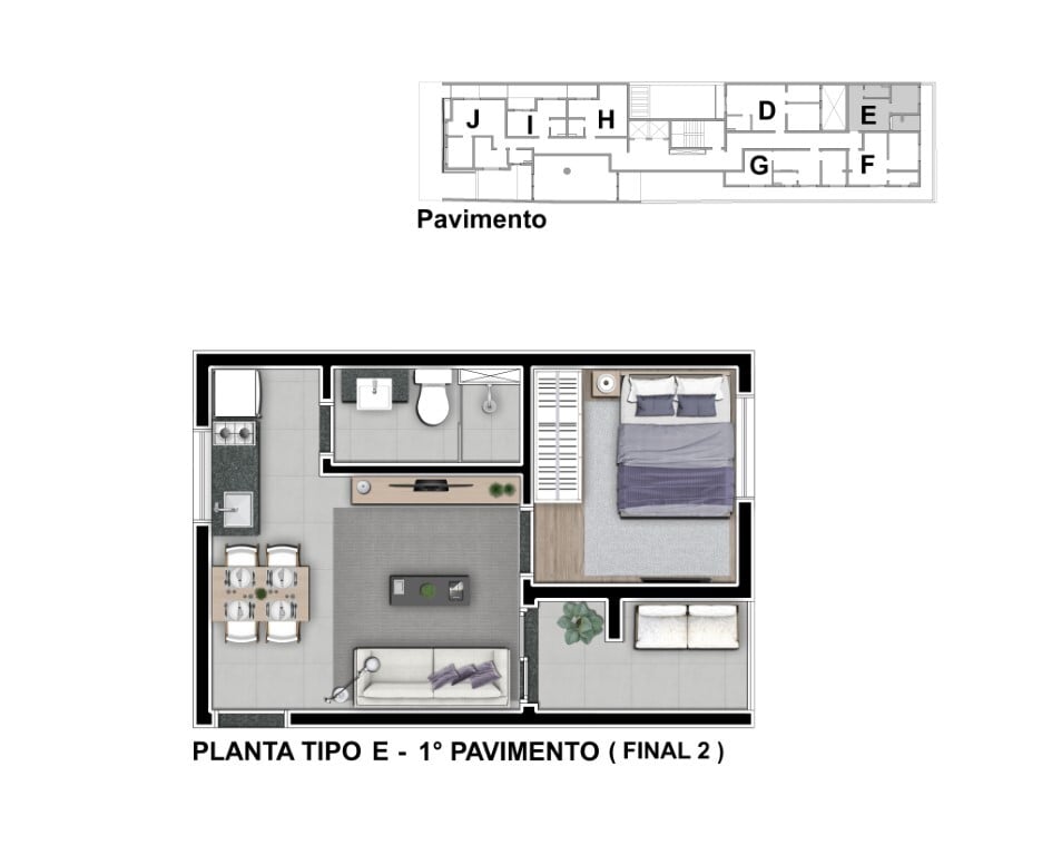 Planta 05 - tipo e - 1 dorm 34m - final 02 - 1 pavimento