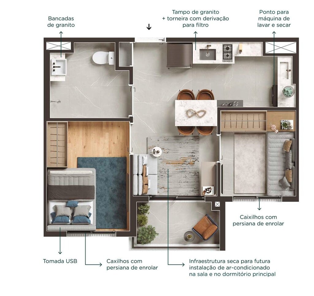 Planta 02 - 2 dorm 40m