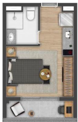 Planta 01 - 1 dorm 24m - studio