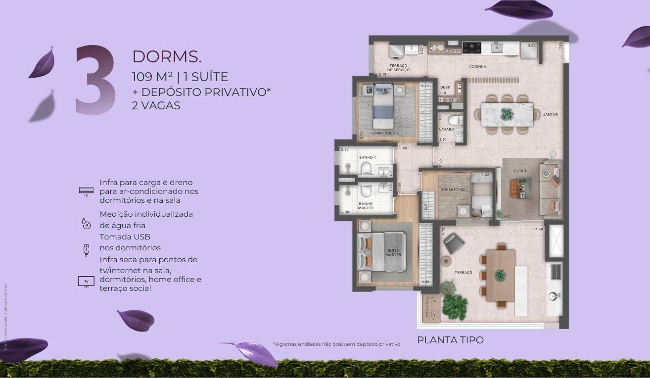 Planta de 109m 3 Dorms