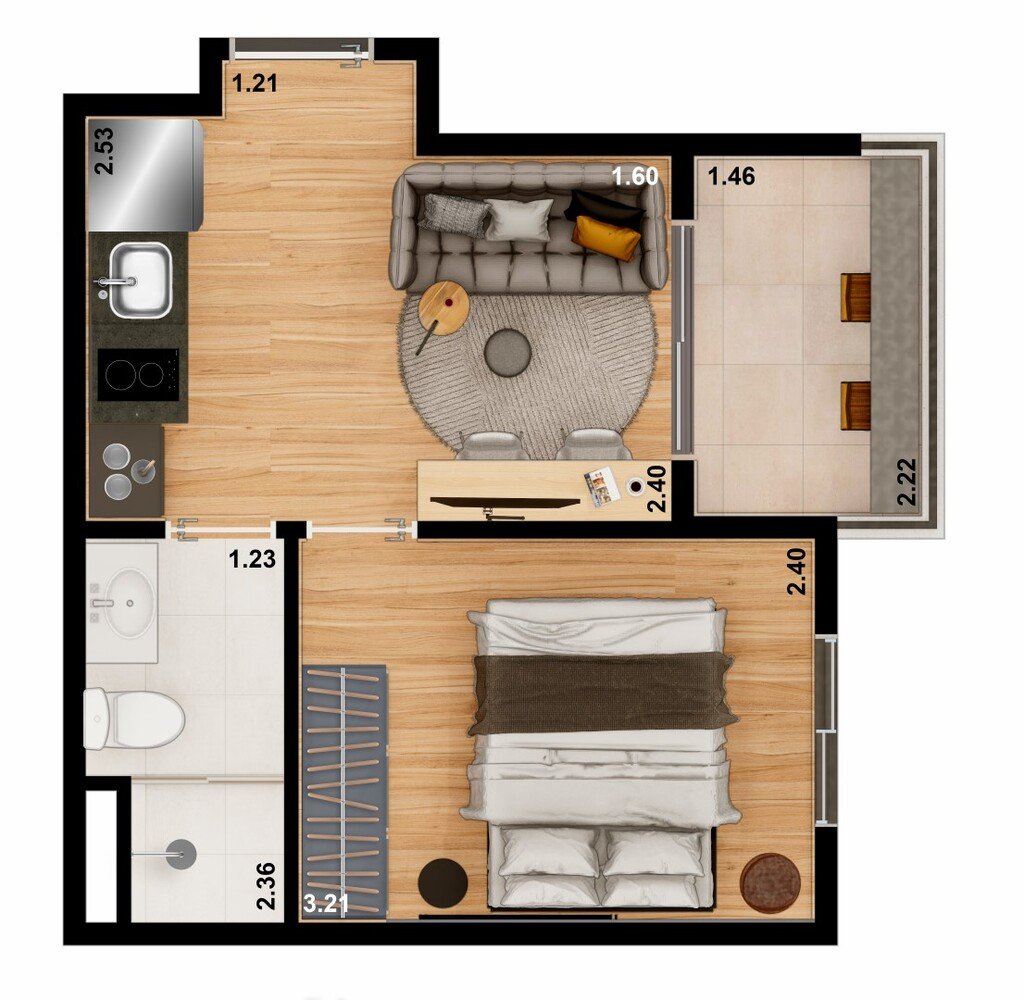 Planta 06 - 1 dorm 27 28m