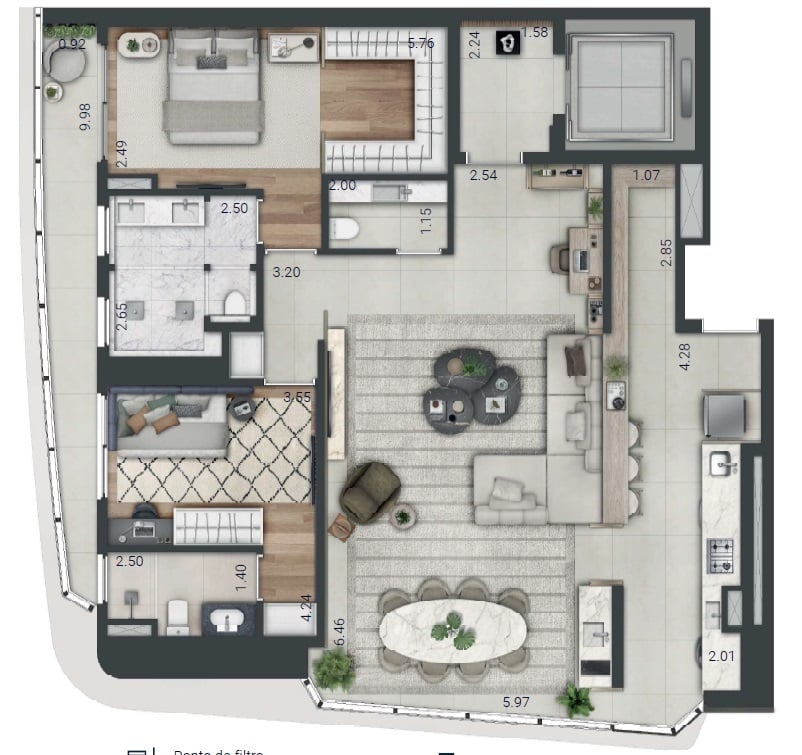 Planta 10 - 2 dorm 129m - opo 2