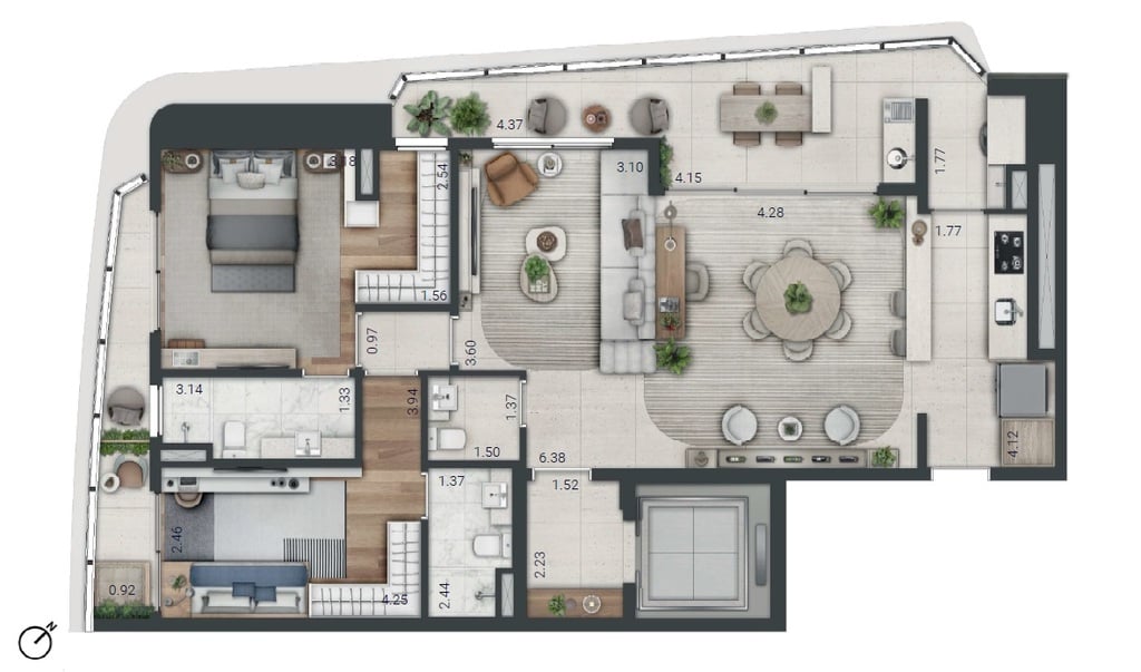 Planta 07 - 2 dorm 122m - opo