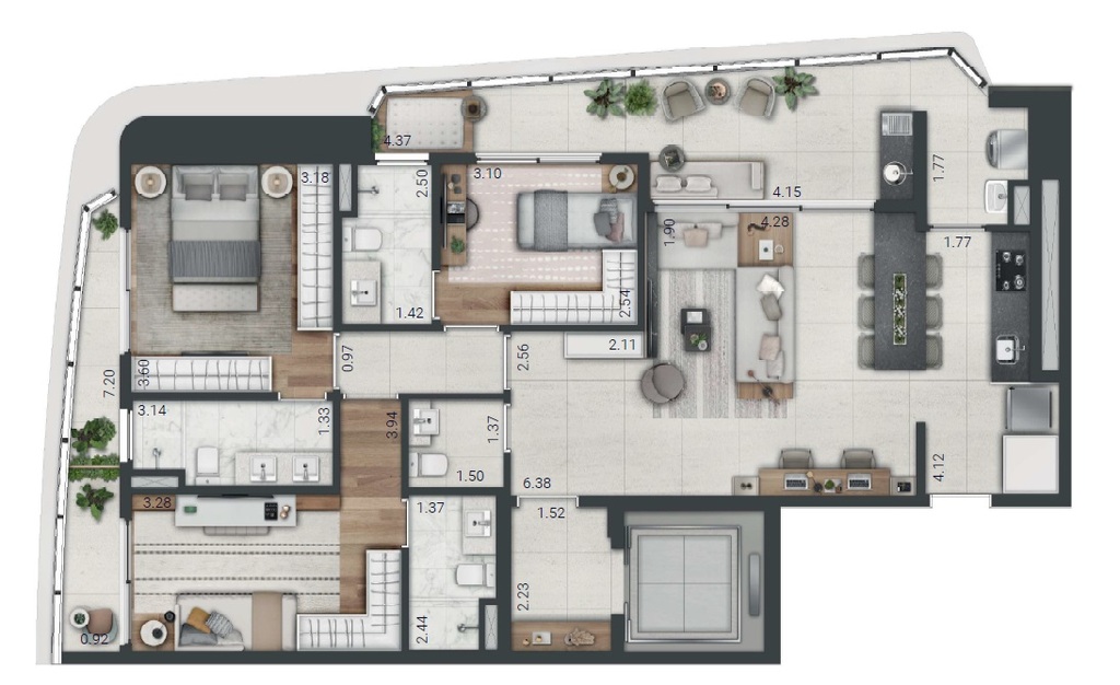 Planta 06 - 3 dorm 122m