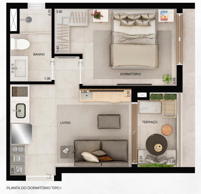 Planta 02 - 1 dorm 30,01m