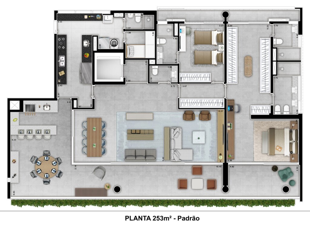 Planta 02 - 2 dorm 253m