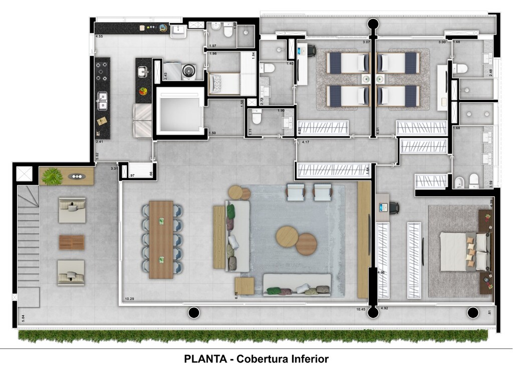 Planta 10 - 3 dorm 412m - cobertura duplex - inferior