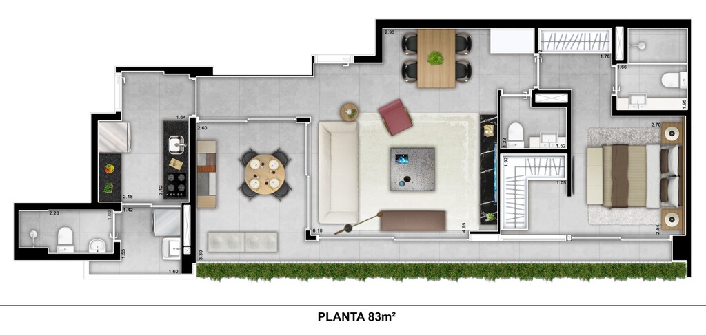 Planta 01 - 1 dorm 83m