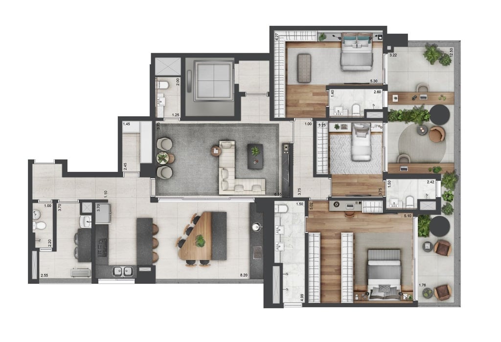 Planta 05 - 3 dorm 218m - opo 2