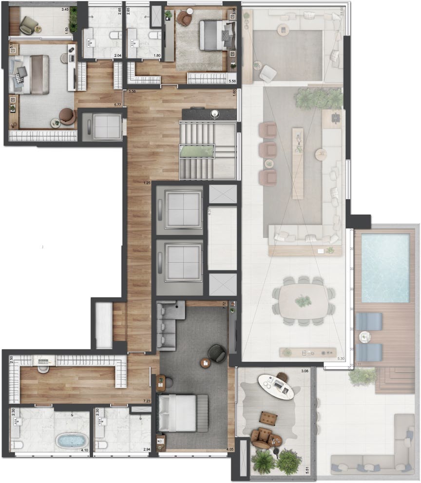 Planta 17 - 5 dorm 597m - cobertura duplex - superior