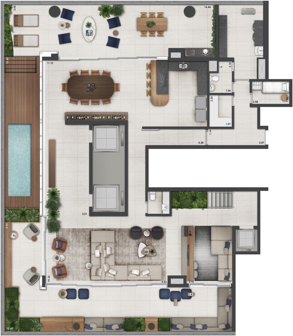 Planta 14 - 4 dorm 585m - cobertura duplex - inferior