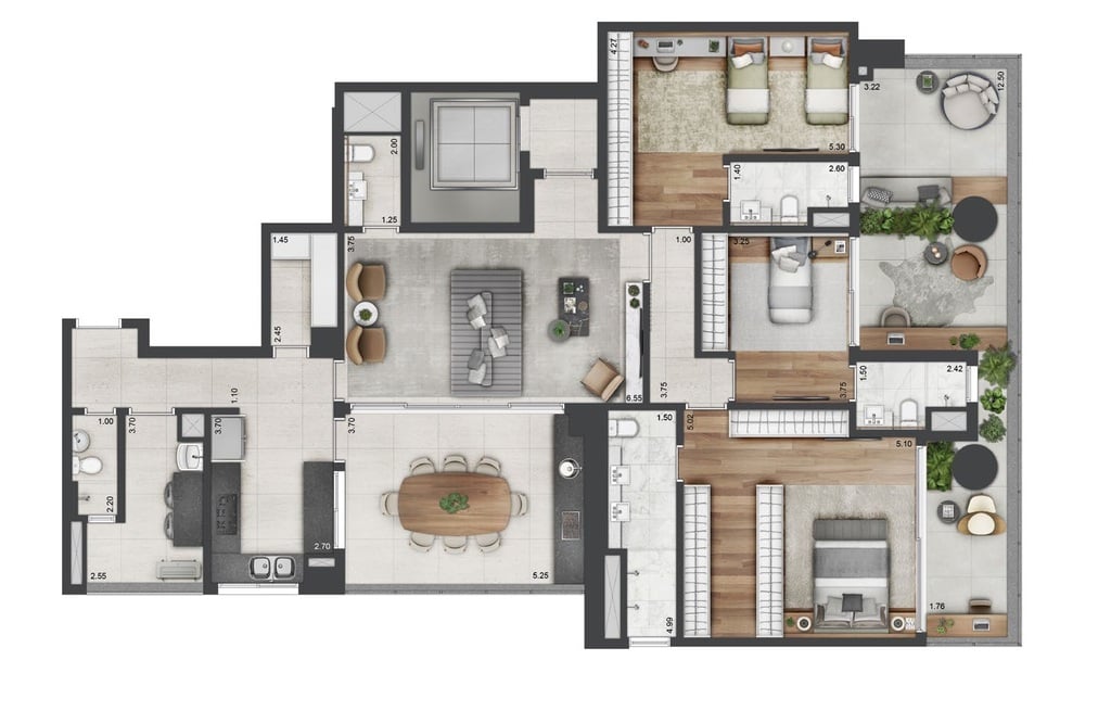 Planta 03 - 3 dorm 218m