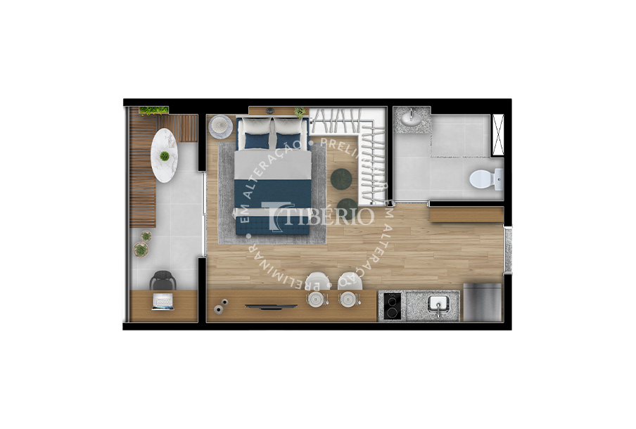 Planta 04 - 1 dorm 29,73m - studio