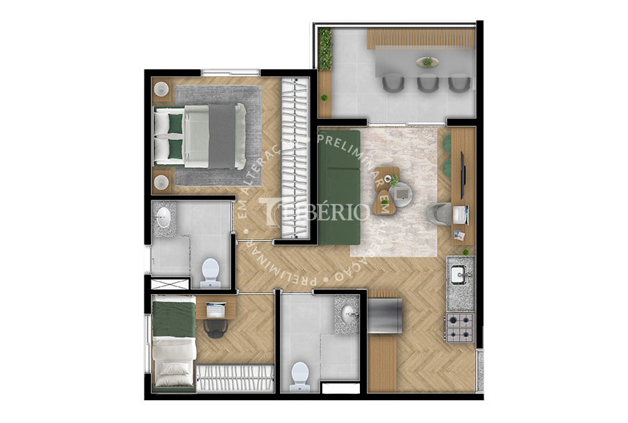 Planta 05 - 2 dorm 48,09m