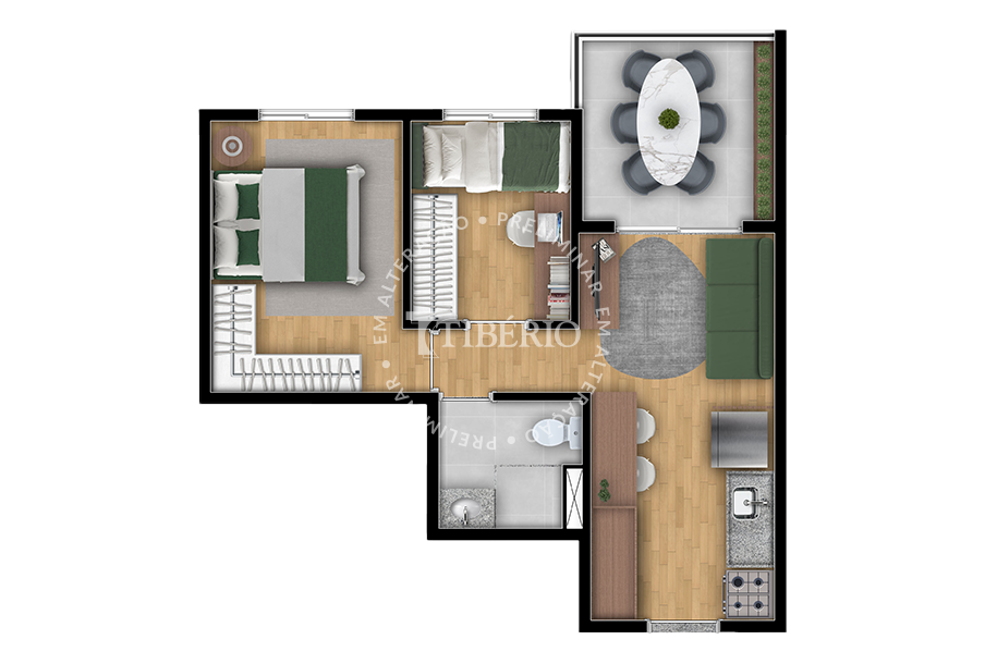 Planta 03 - 2 dorm 39,54m