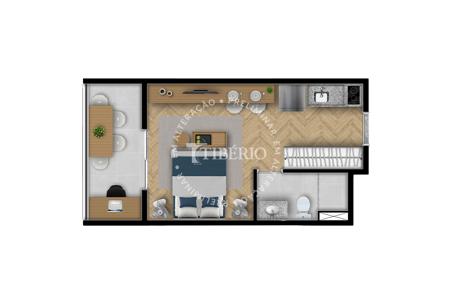 Planta 01 - 1 dorm 27,69m - studio