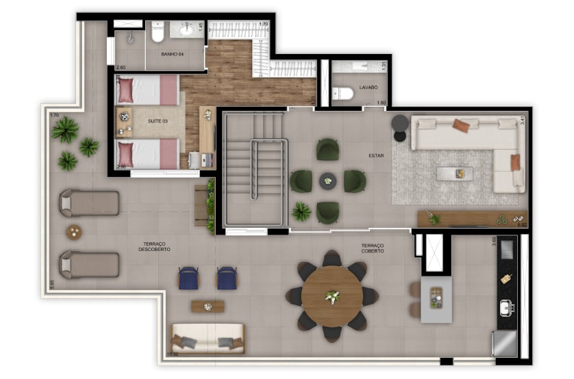 Planta 13 - 3 dorm 245m - cobertura duplex - superior