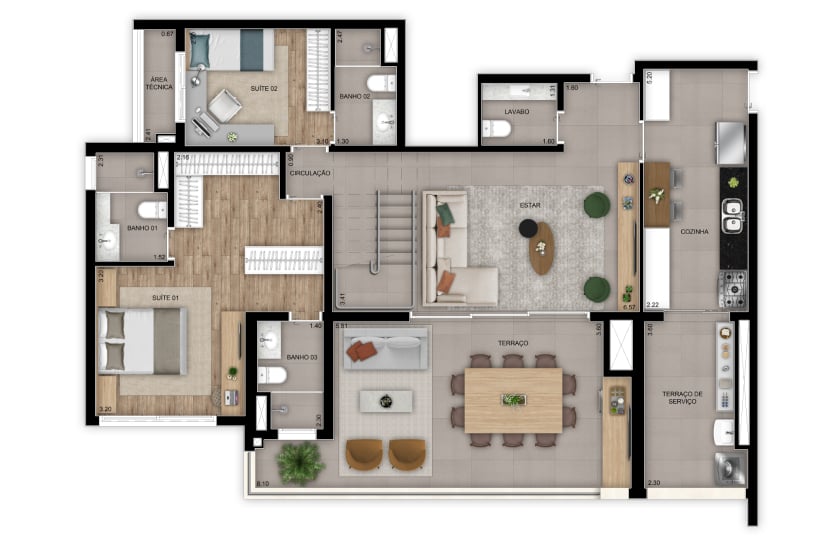 Planta 12 - 3 dorm 245m - cobertura duplex - inferior