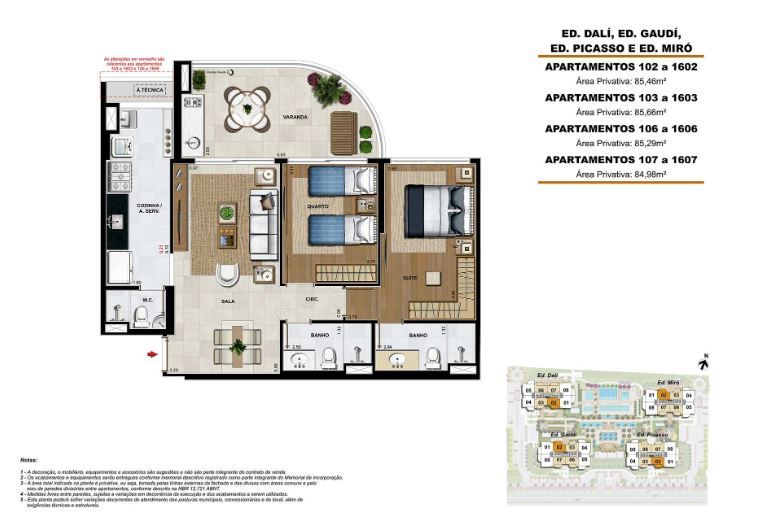 Planta 01 - 2 dorm 84 98m