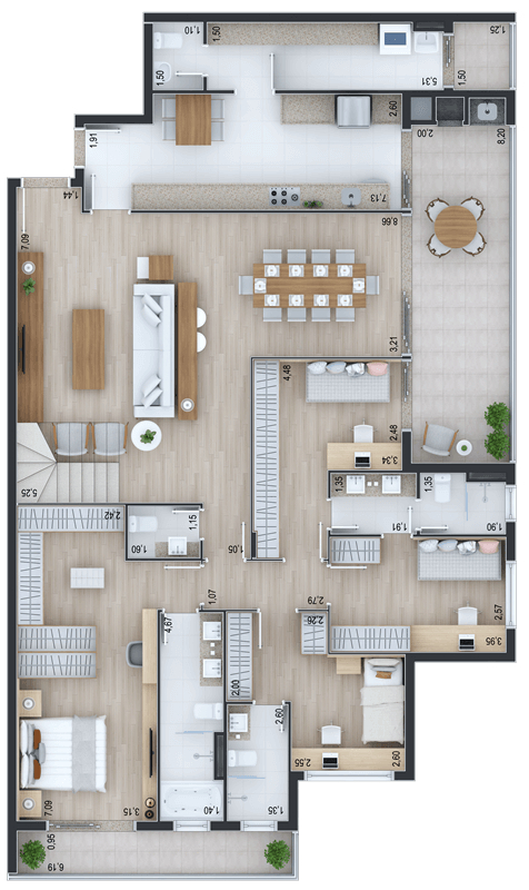 Planta 22 - 3 dorm 386 78m - cobertura duplex - inferior