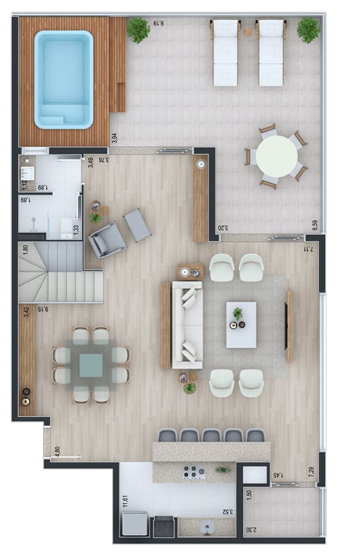 Planta 13 - 3 dorm 284 17m - cobertura duplex - superior