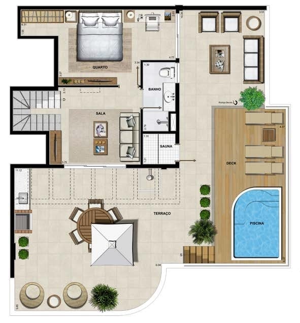 Planta 17 - 5 dorm 247,95m - cobertura duplex - superior