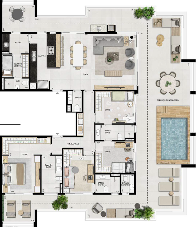 Planta 06 - 4 dorm 283 21 m2 - cobertura