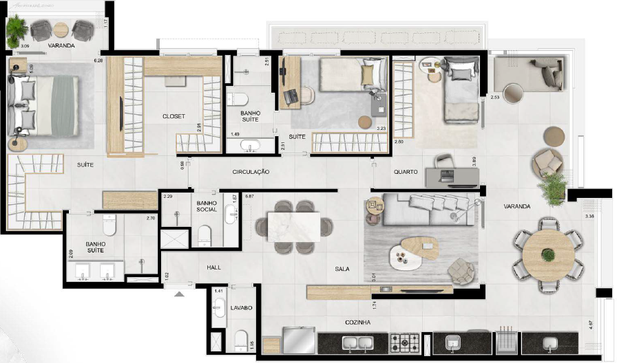 Planta 03 - 3 dorm 139 45 m2 - opo