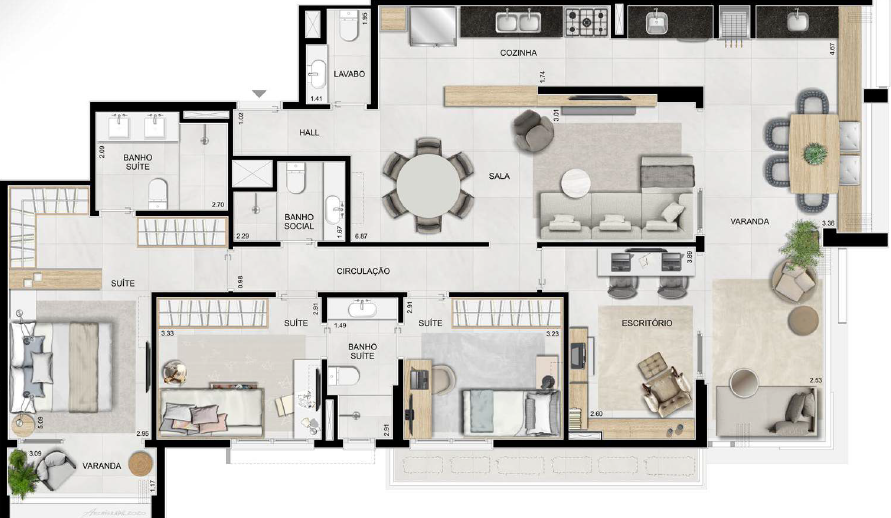 Planta 04 - 3 dorm 139 45 m2 - opo