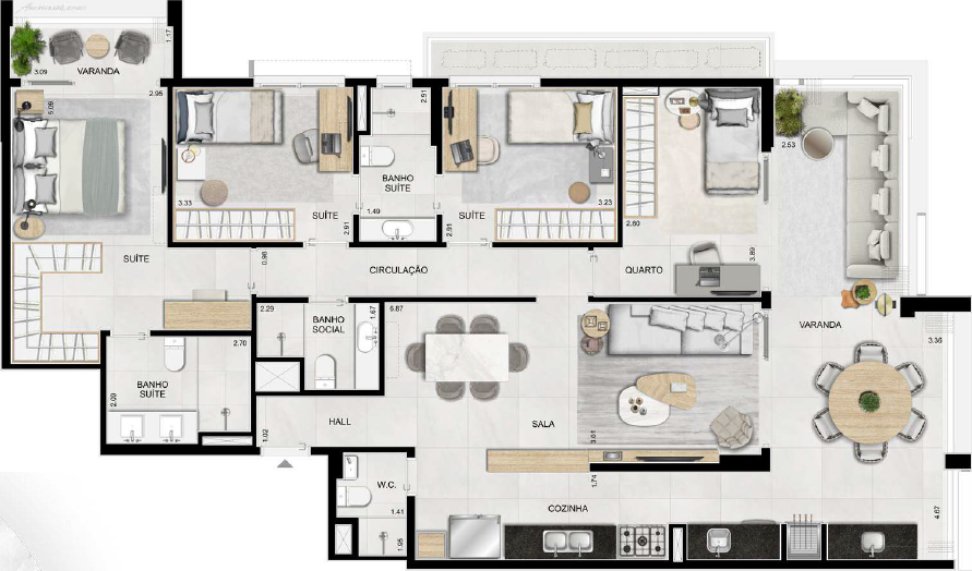 Planta 01 - 4 dorm 139 45m