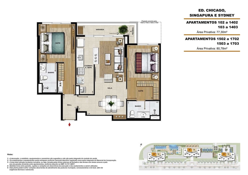 Planta 01 - 2 dorm 77 30m