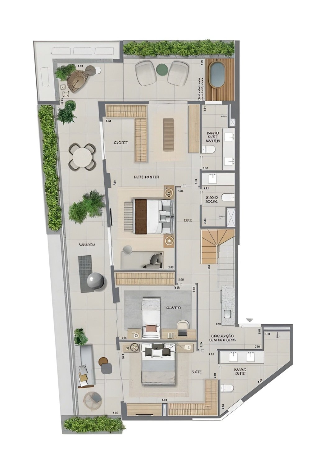 Planta 16 - 3 dorm 332,30m - cobertura duplex - inferior - opo