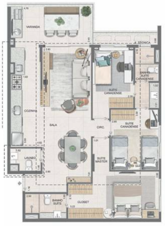 Planta 17 - 3 dorm 97 28m