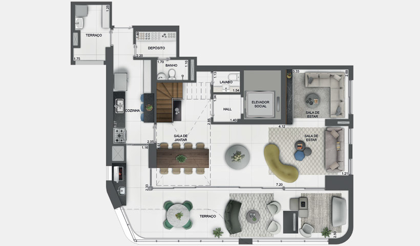 Planta 09 - 3 dorm 213m - duplex inferior