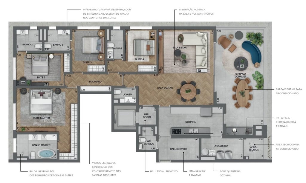 Planta 04 - 4 dorm 220m