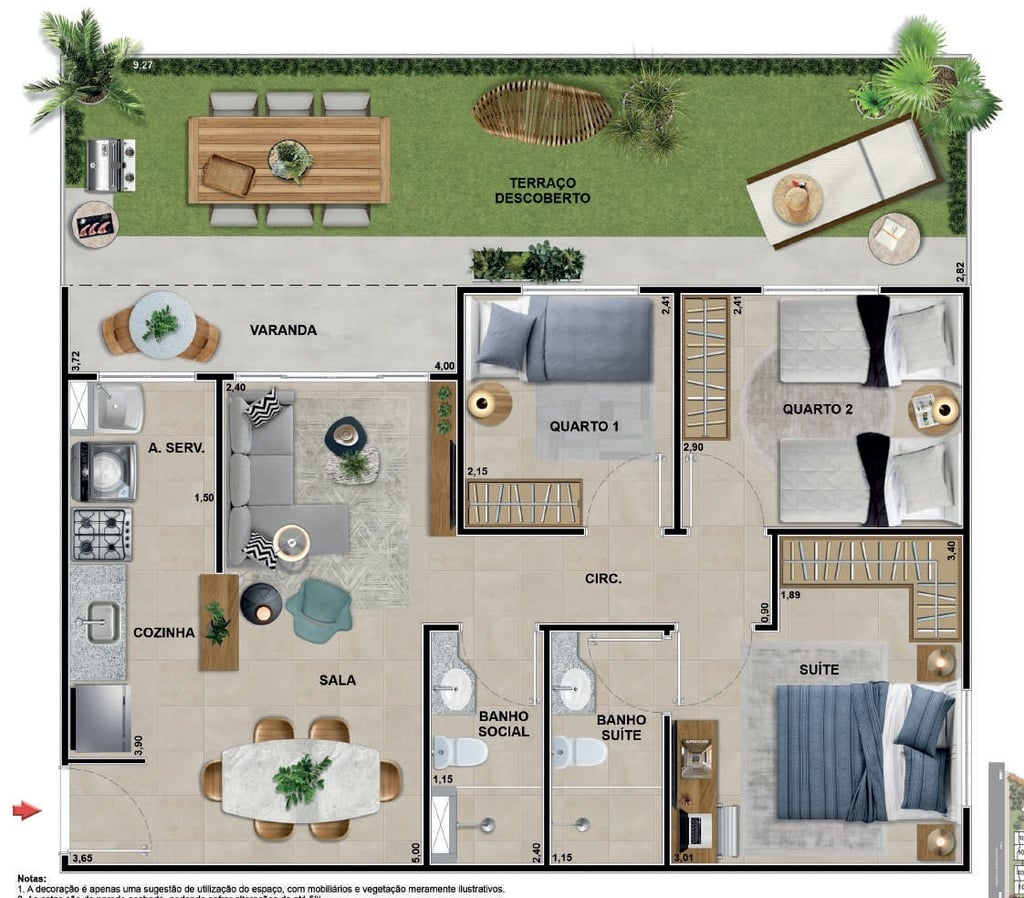 Planta 10 - 3 dorm 84,10m - garden