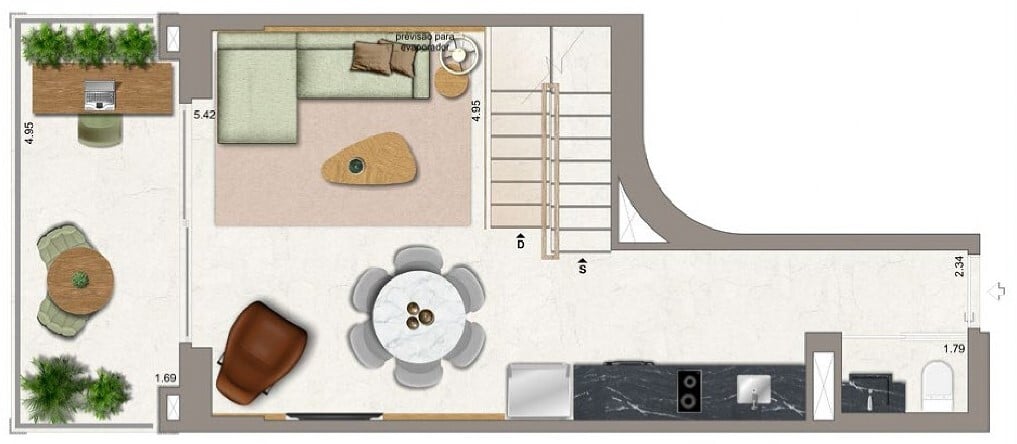 Planta 09 - 1 dorm 143 07m - triplex - intermedirio