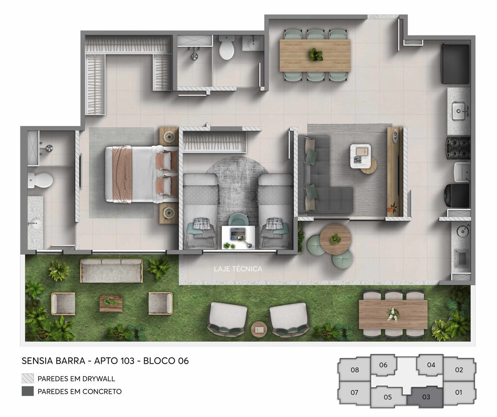 Planta 04 - 2 dorm 85m - garden