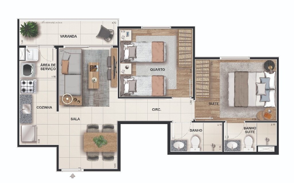 Planta 04 - 2 dorm 48,90m