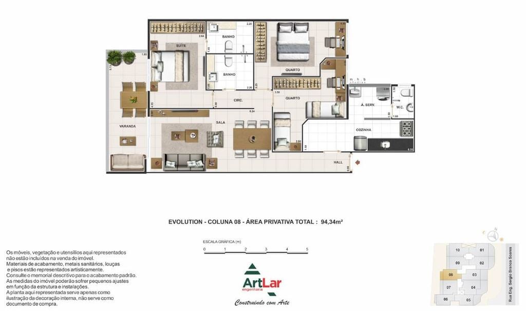 Planta 08 - 3 dorm 94m