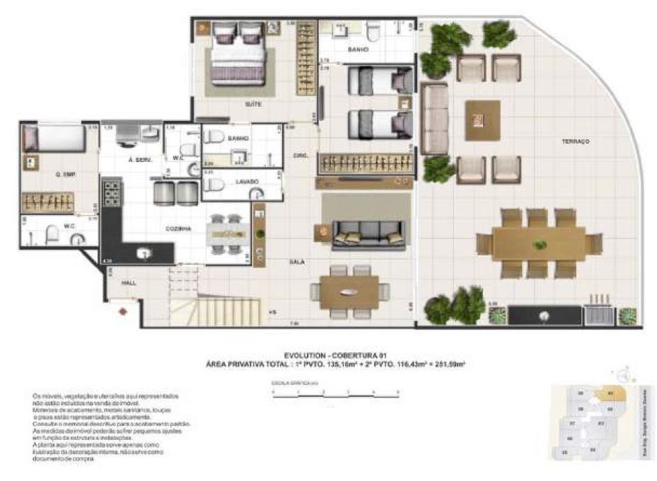 Planta 11 - 2 dorm 251m - cobertura duplex