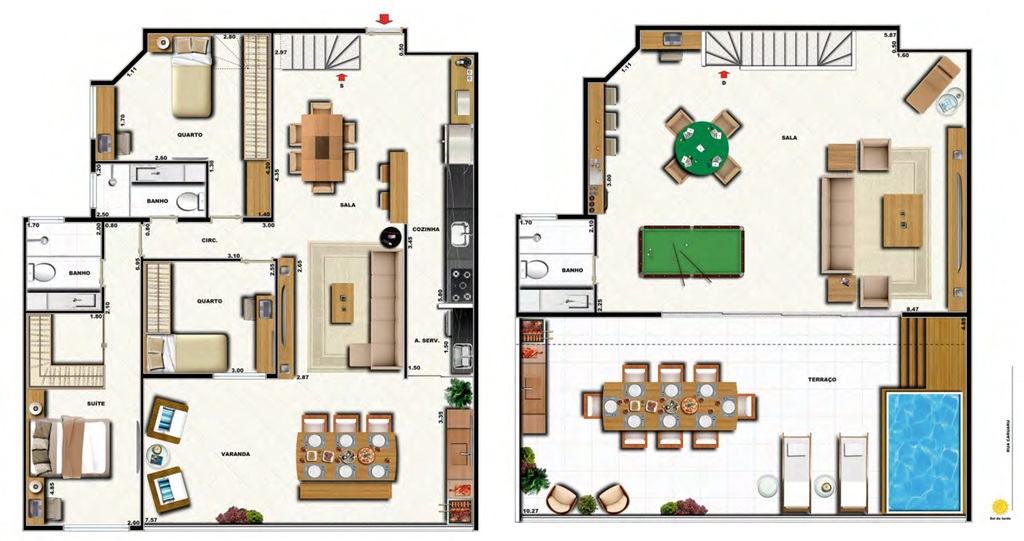 Planta 29 - 3 dorm 223 98m - cobertura duplex