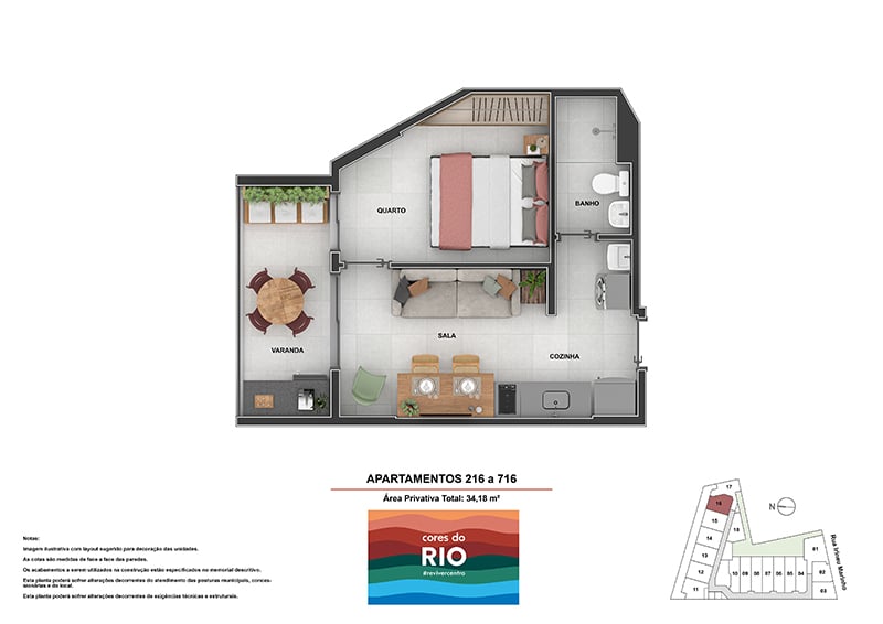 Planta 08 - 1 dorm 34 18m