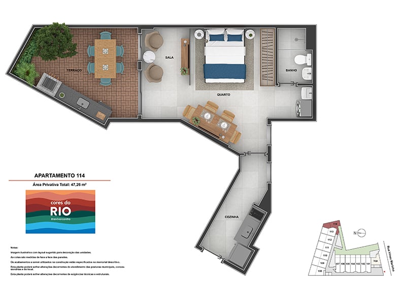 Planta 15 - 1 dorm 47 26m - garden