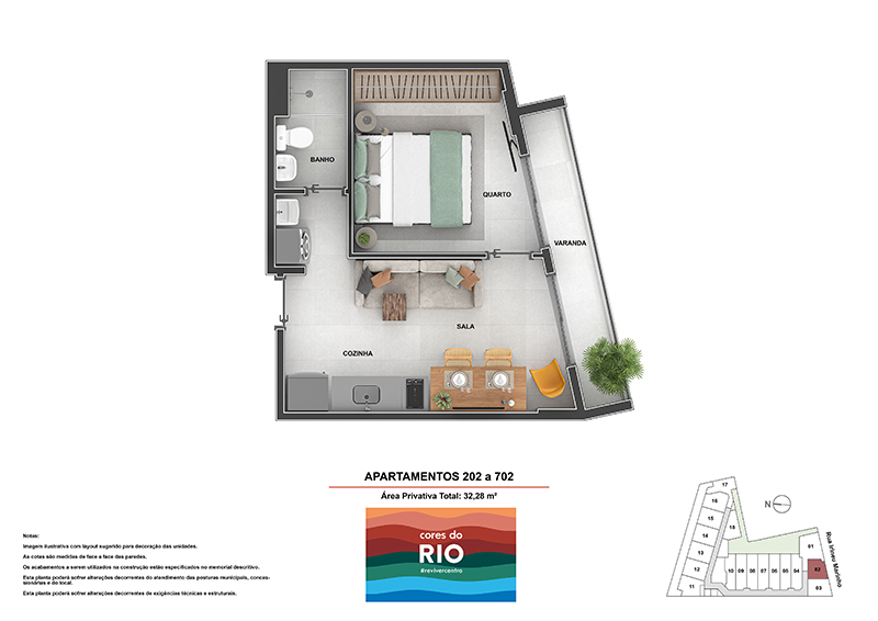 Planta 06 - 1 dorm 32 28m