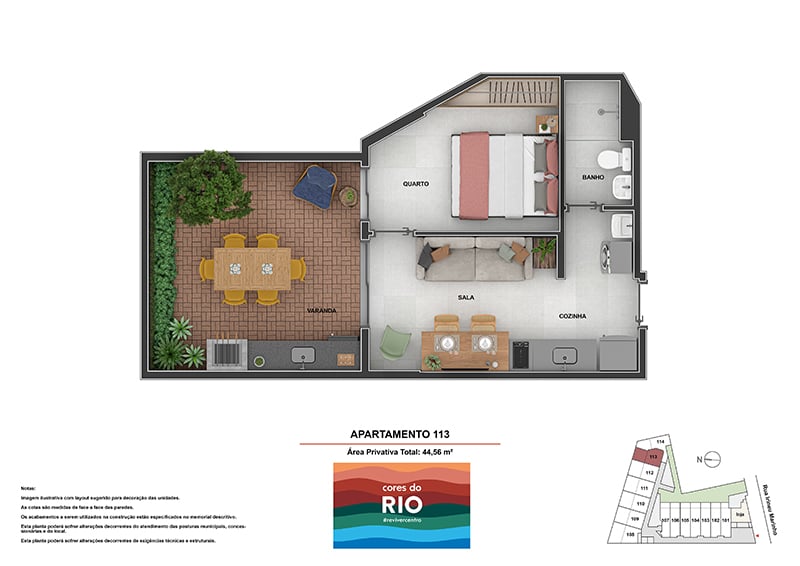 Planta 16 - 1 dorm 44 56m - garden