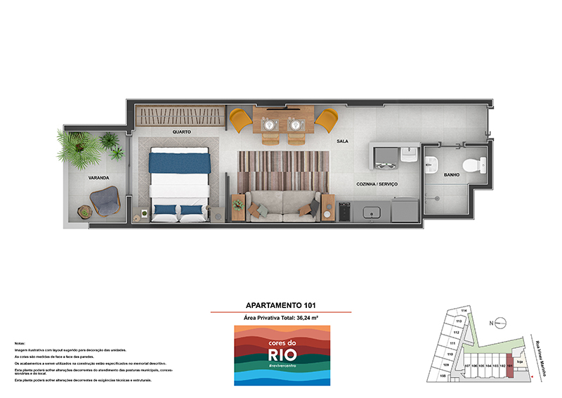 Planta 13 - 1 dorm 36 24m - garden