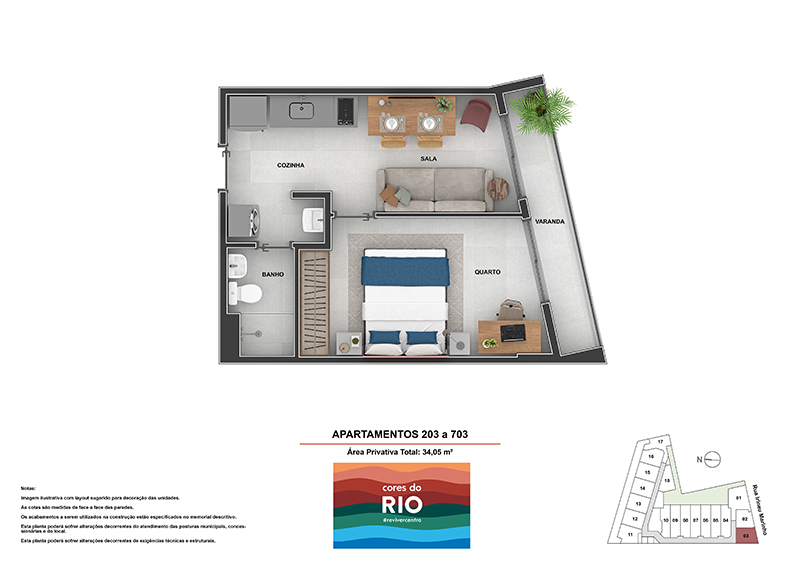 Planta 07 - 1 dorm 34 05m